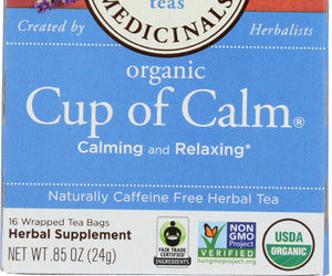 Traditional Medicinals: Organic Cup Of Calm Caffeine Free Herbal Tea 16 Tea Bags, 0.85 Oz