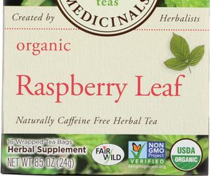 Traditional Medicinals: Organic Raspberry Leaf Caffeine Free Herbal Tea 16 Tea Bags, 0.85 Oz