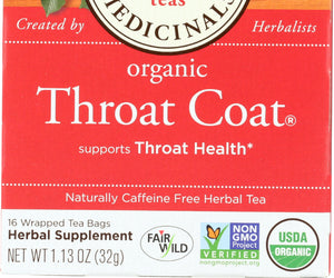 Traditionals: Organic Throat Coat 16 Tea Bags, 1.13 Oz