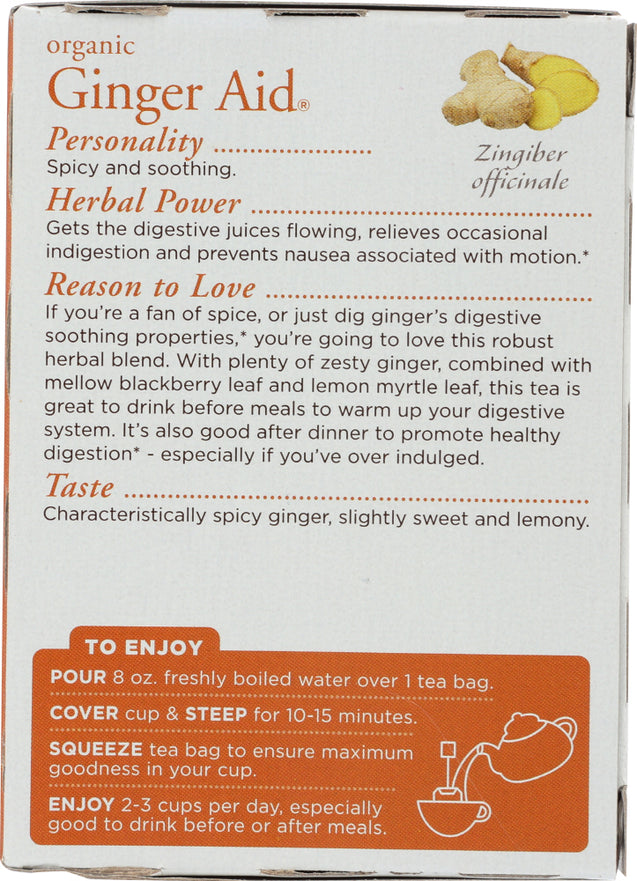 Traditional Medicinals: Organic Ginger Aid Herbal Tea 16 Tea Bags, 1.13 Oz