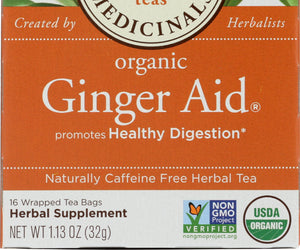 Traditional Medicinals: Organic Ginger Aid Herbal Tea 16 Tea Bags, 1.13 Oz