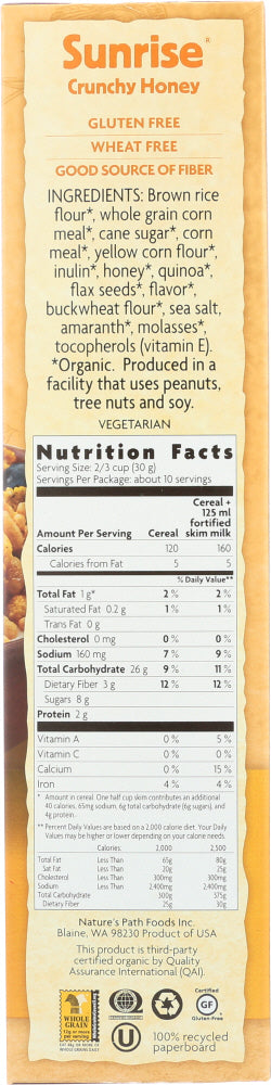 Nature's Path: Organic Sunrise Crunchy Honey Cereal, 10.6 Oz
