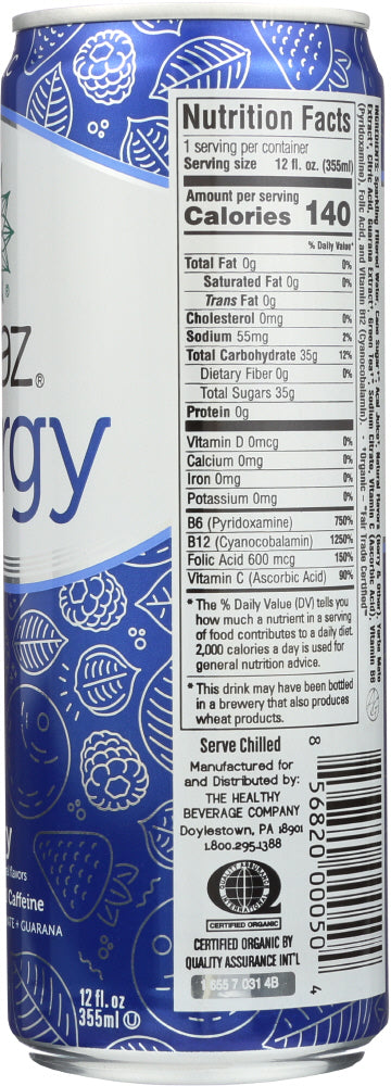 Steaz: Green Tea Soda Organic Energy Drink Berry, 12 Oz