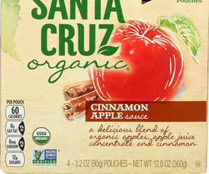 Santa Cruz Organic: Cinnamon Apple Sauce 4x3.2oz Pouches, 12.8 Oz