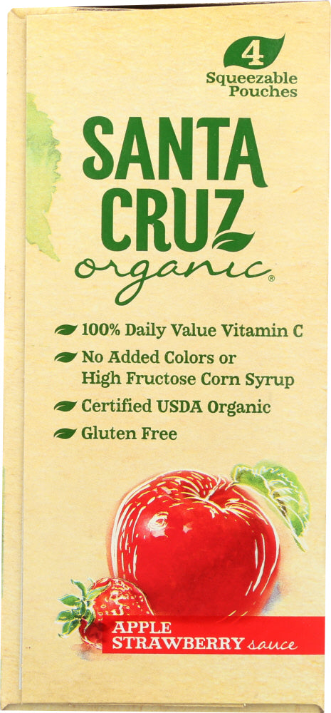 Santa Cruz Organic: Apple Strawberry Sauce 4x3.2oz Pouches, 12.8 Oz