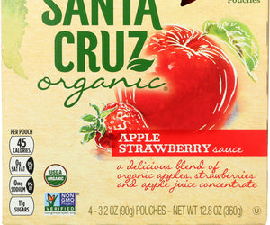 Santa Cruz Organic: Apple Strawberry Sauce 4x3.2oz Pouches, 12.8 Oz