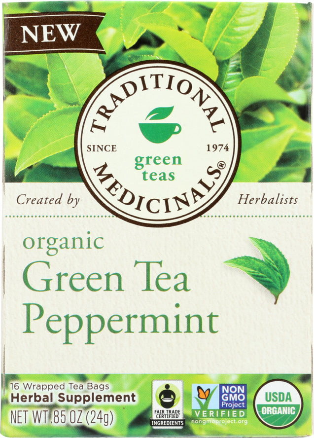 Traditional Medicinals: Organic Green Tea Peppermint 16 Tea Bags, 0.85 Oz