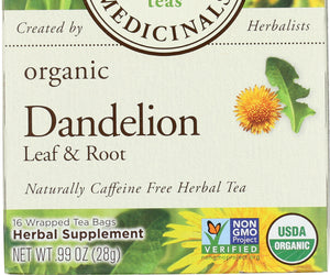 Traditional Medicinals: Organic Dandelion Leaf & Root Caffeine Free Herbal Tea 16 Tea Bags, 0.99 Oz