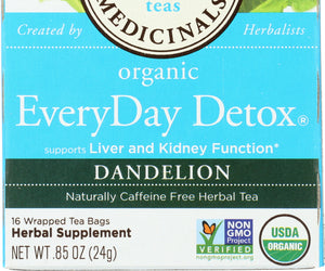 Traditional Medicinals: Organic Everyday Detox Dandelion Herbal Tea 16 Tea Bags, 0.85 Oz