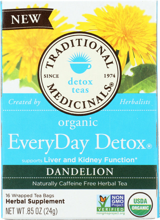 Traditional Medicinals: Organic Everyday Detox Dandelion Herbal Tea 16 Tea Bags, 0.85 Oz