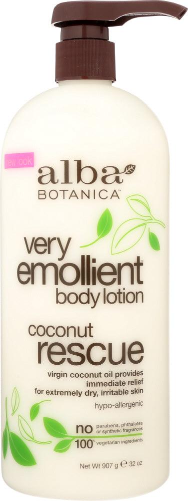 Alba Botanica: Very Emollient Body Lotion Coconut Rescue, 32 Oz - RubertOrganics