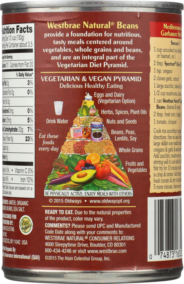 Westbrae Natural: Vegetarian Organic Garbanzo Beans, 15 Oz