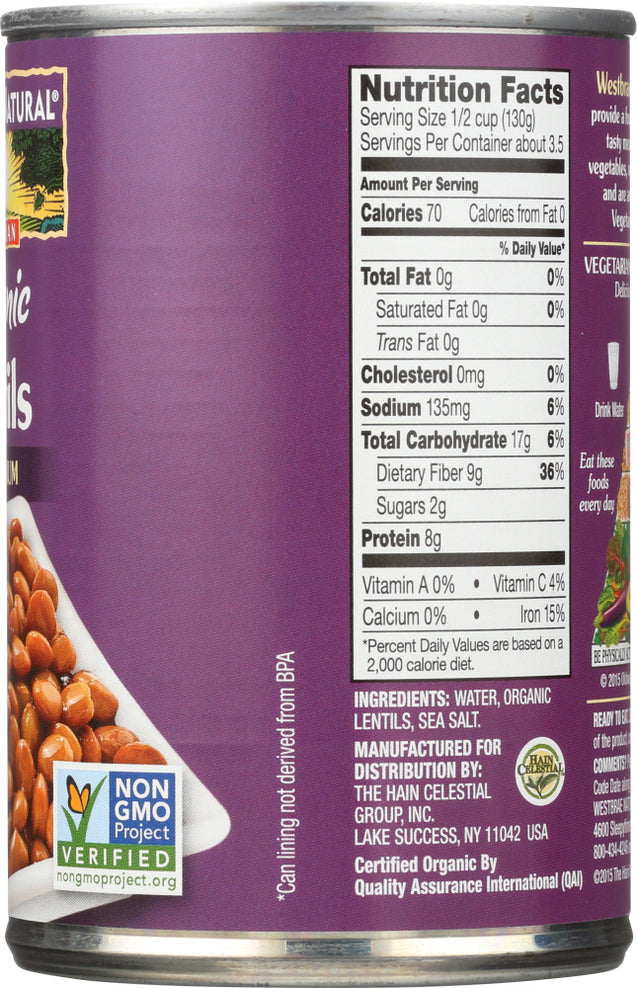 Westbrae Natural: Vegetarian Organic Lentil Beans, 15 Oz