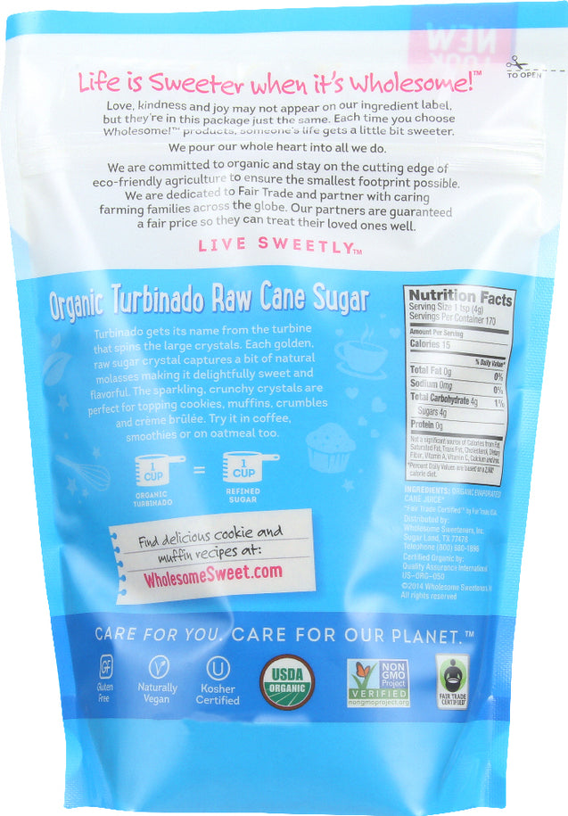 Wholesome Sweeteners: Organic Turbinado Raw Cane Sugar, 24 Oz