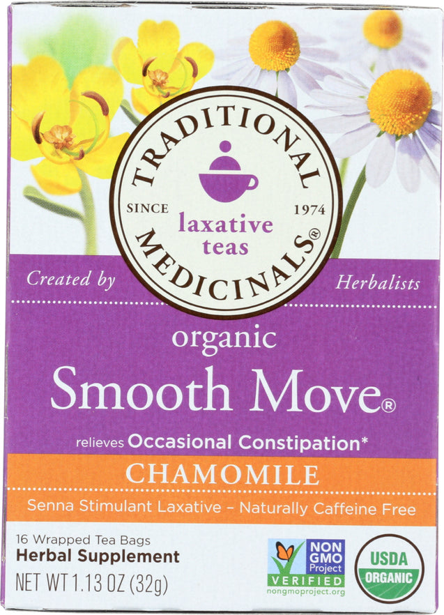 Traditional Medicinals: Organic Smooth Move Chamomile Herbal Tea 16 Tea Bags, 1.13 Oz