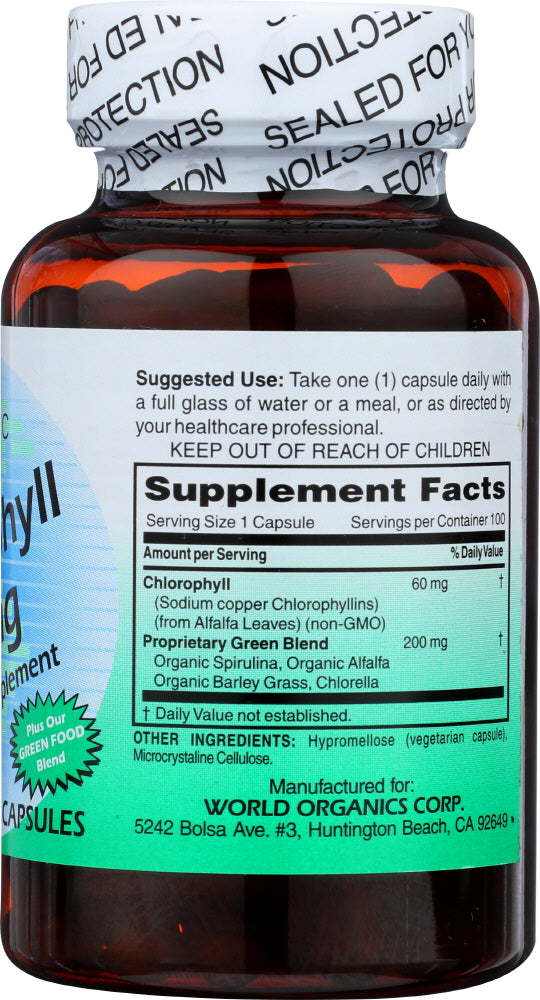 World Organic: Chlorophyll 60mg, 100 Capsules