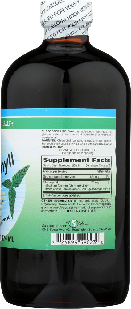 World Organic: Liquid Chlorophyll Mint 50 Mg, 16 Oz