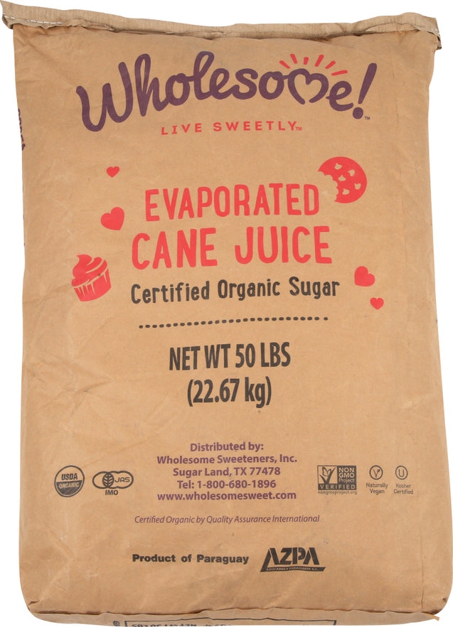Wholesome Sweeteners: Organic Cane Sugar, 50 Lb