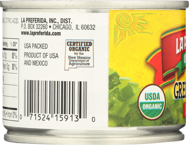 La Preferida: Organic Mild Diced Green Chiles, 4 Oz