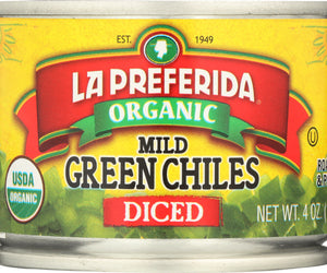 La Preferida: Organic Mild Diced Green Chiles, 4 Oz