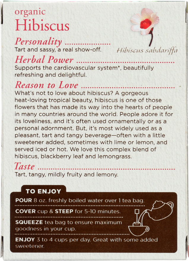 Tradicional Medicinals: Organic Hibiscus Caffeine Free Herbal Tea 16 Tea Bags, 0.99 Oz