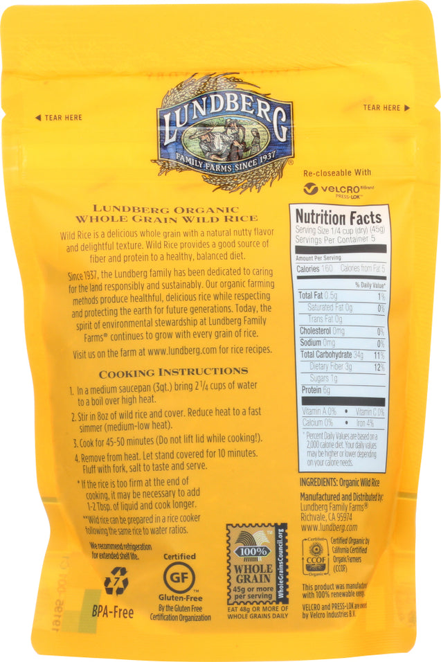 Lundberg: Organic Wild Rice, 8 Oz