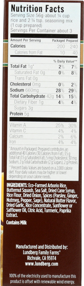 Lundberg: Risotto Butternut Squash, 5.8 Oz