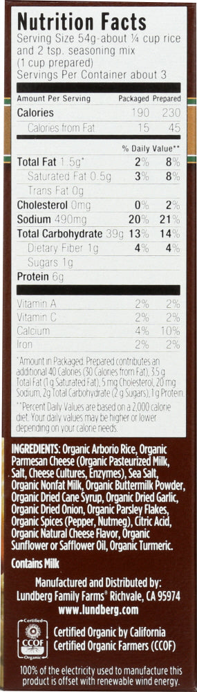 Lundberg: Organic Risotto Alfredo, 5.5 Oz
