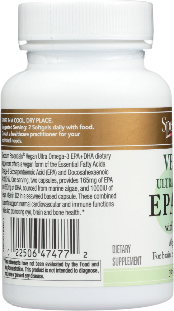 Spectrum Essential: Vegan Ultra Omega-3 Epa + Dha With Vitamin D, 60 Sg