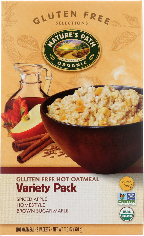 Nature's Path: Organic Gluten Free Variety Pack Hot Oatmeal 8 Packets, 11.3 Oz