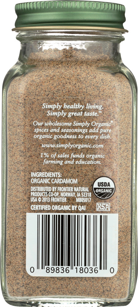 Simply Organic: Seasoning Cardamom Bottle, 2.82 Oz