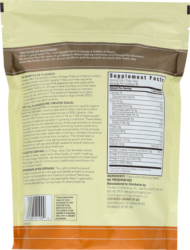 Spectrum Essentials: Organic Cold Milled Ground Premium Flaxseed, 24 Oz