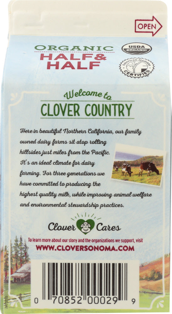 Clover Sonoma: Organic Half & Half, 16 Oz