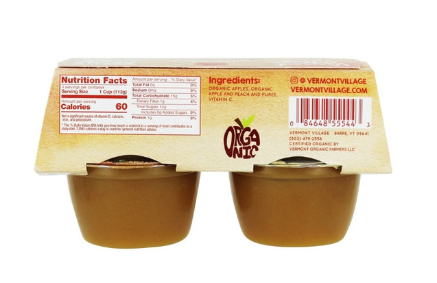 Vermont Village Cannery: Organic Unsweetened Applesauce With Peaches 4 Cups, 16 Oz