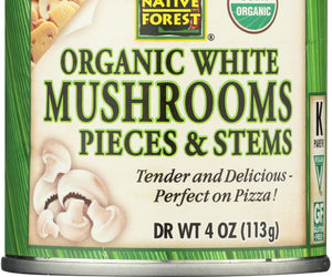 Native Forest: Organic White Mushroom Pieces And Stems, 4 Oz