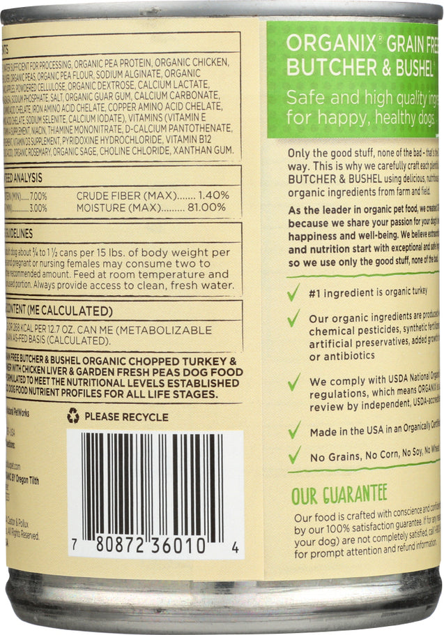 Castor & Pollux: Dog Food Can Organic Butcher & Bushel Turkey Chicken, 12.7 Oz