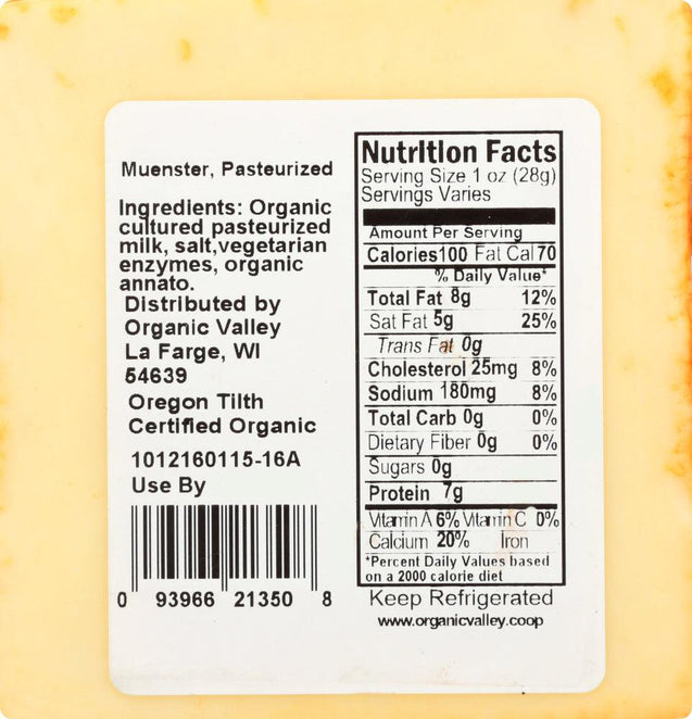 Organic Valley: Muenster Cheese, 8 Oz - RubertOrganics