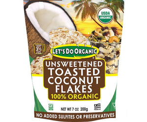 Lets Do Organics: 100% Organic Unsweetened Toasted Coconut Flakes, 7 Oz