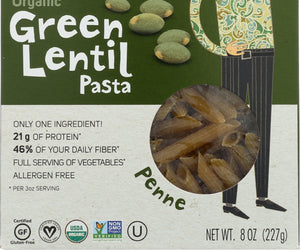 Tolerant: Pasta Penne Green Lentil Organic, 8 Oz