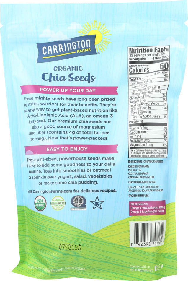 Carrington Farms: Organic Chia Seed, 14 Oz