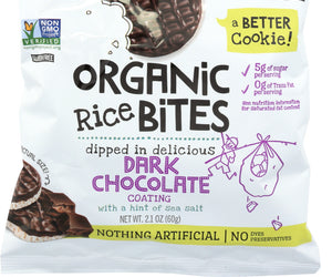 Woodstock: Rice Bites Dark Chocolate Sea Salt Organic, 2.1 Oz