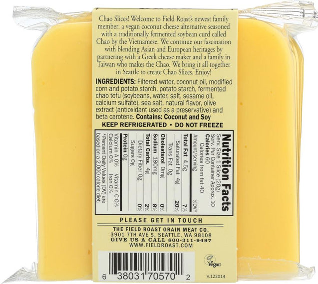 Field Roast: Chao Slices Creamy Original Cheese, 7 Oz - RubertOrganics