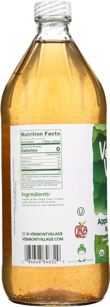 Vermont Village: Raw & Organic Apple Cider Vinegar, 32 Oz