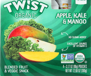 Happy Kid: Twist Organic Apple Kale And Mango 4 Packs, 12.68 Oz