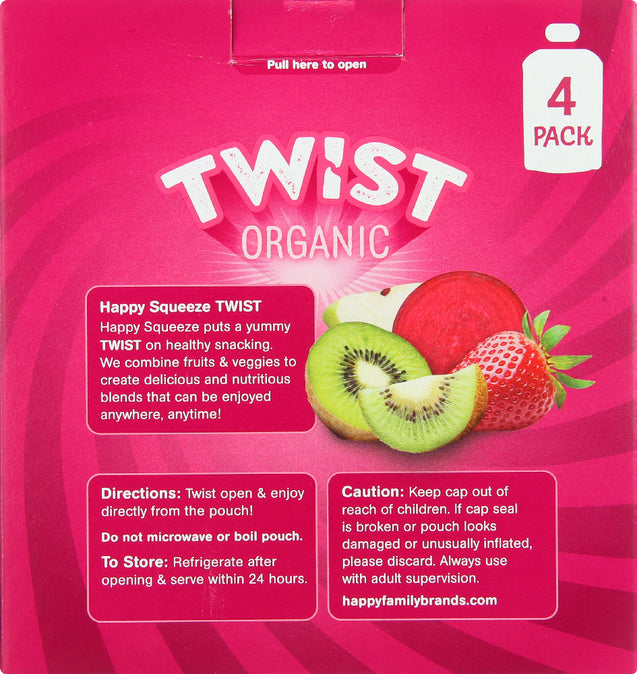 Happy Kid: Twist Organic Apple Beet Strawberry And Kiwi 4 Packs, 12.68 Oz