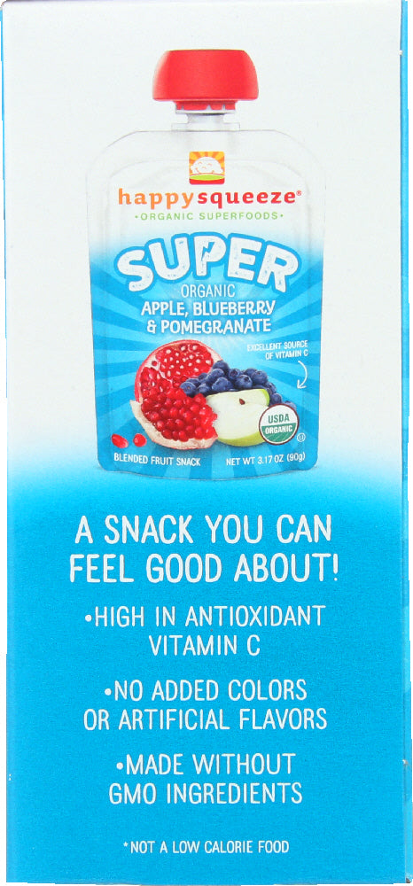 Happy Kid: Super Apple Blueberries And Pomegranate Organic 4 Packs, 12.68 Oz