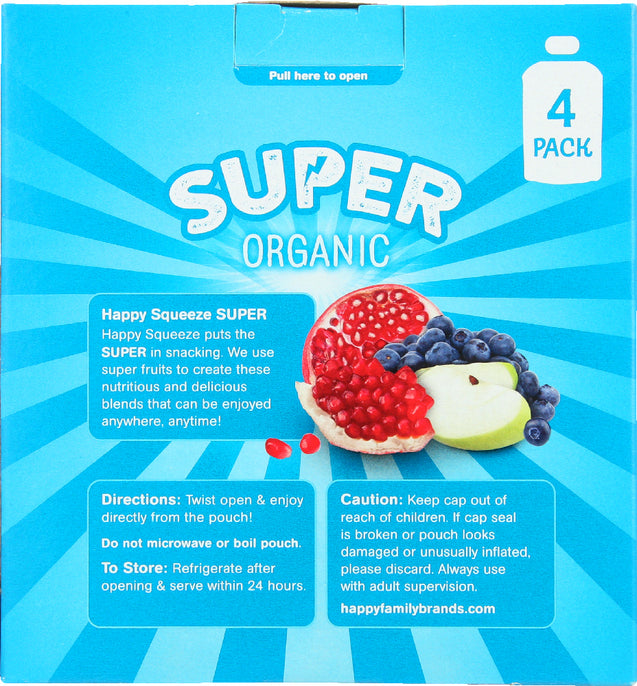 Happy Kid: Super Apple Blueberries And Pomegranate Organic 4 Packs, 12.68 Oz