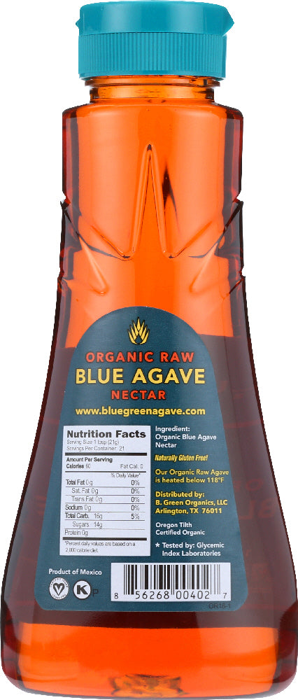 Blue Green Organics: Agave Blue Nectar Raw, 16 Oz