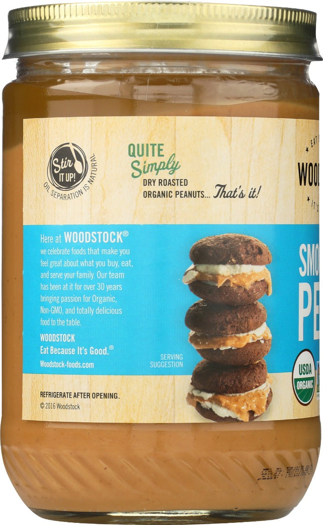 Woodstock: Peanut Butter Smooth & Unsalted Organic, 16 Oz