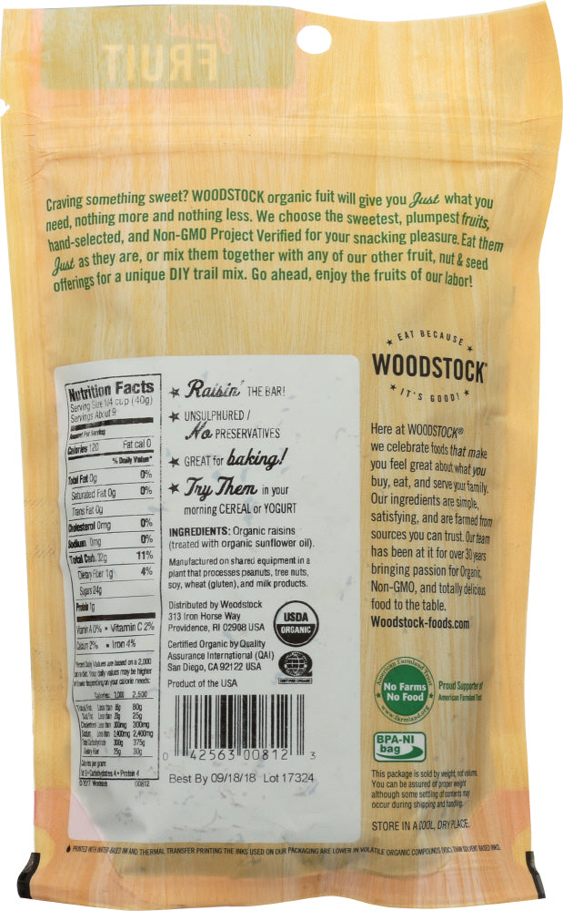 Woodstock: Raisins Thompson Organic, 13 Oz